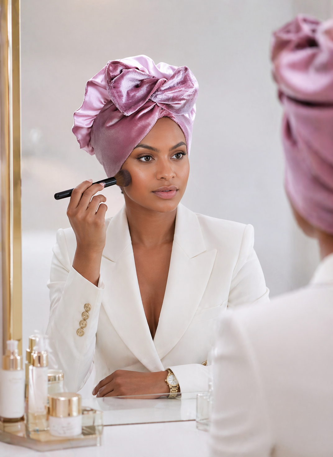 Pendant le maquillage avec la Couronne de Douche Crown Hair